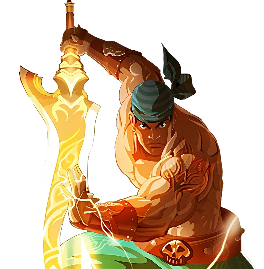 Mighty warrior wielding a golden sword