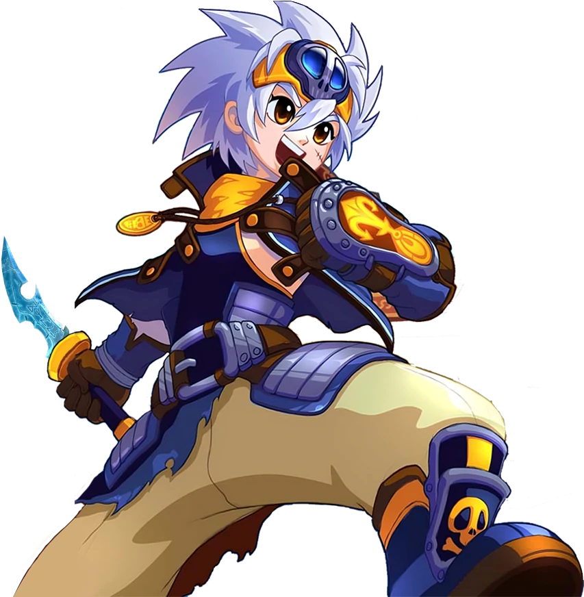 Blue-haired adventurer prepared for combat