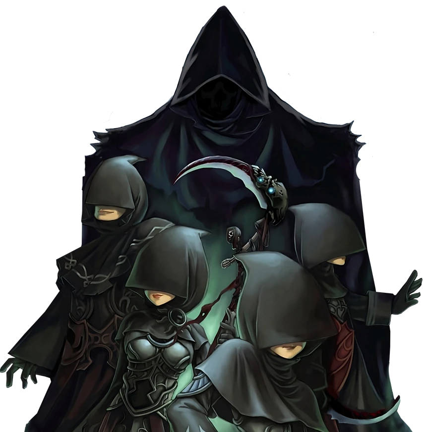 A mysterious crew of hooded adventurers